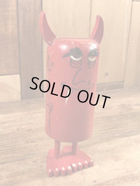 レッドデビルのポップシーズの60年代ビンテージウッドトイ