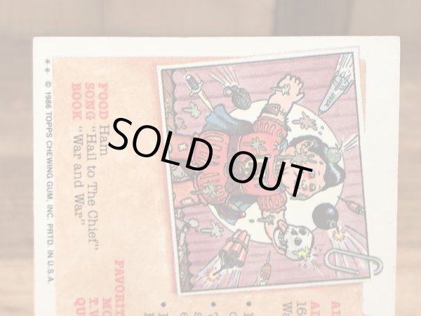 トップス社製のガーベッジペイルキッズの80年代ビンテージステッカーカード