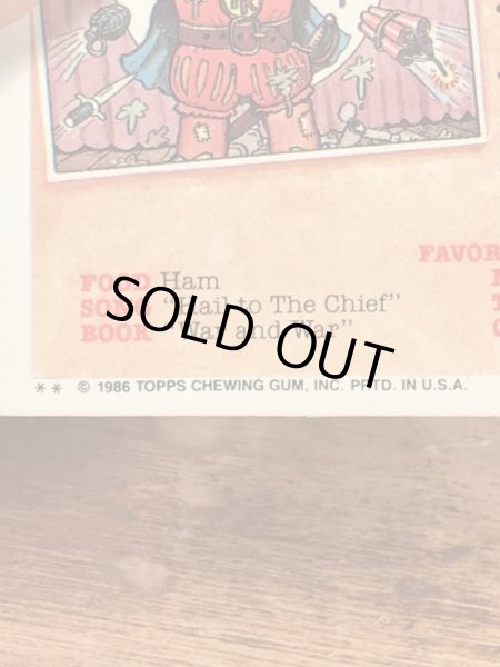 トップス社製のガーベッジペイルキッズの80年代ビンテージステッカーカード