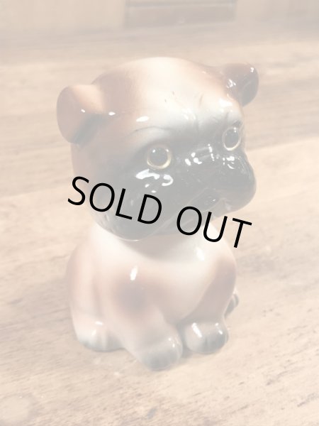 陶器製のブルドッグの50〜60年代ビンテージボビングヘッドドール