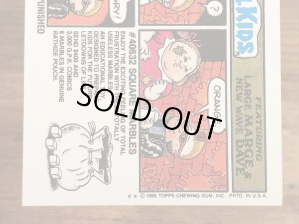 トップス社製のガーベッジペイルキッズの80年代ビンテージステッカーカード