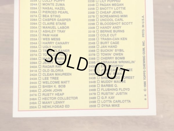 Topps社製のガーベッジペイルキッズの80’sヴィンテージカードシール