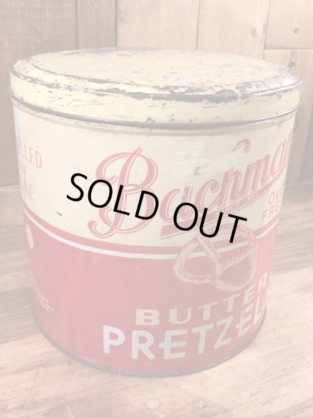 Bachmanのプレッツェルが入っていた50年代ビンテージブリキ缶