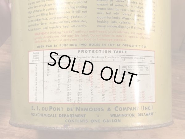 Zerex Du Pontの不凍液の40年代ビンテージブリキ缶