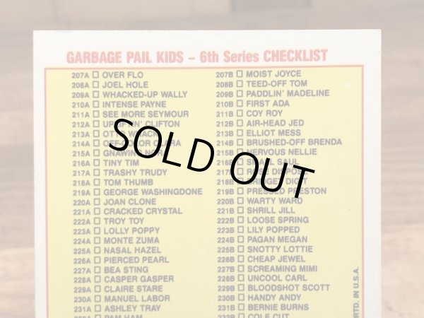 トップス社製のガーベッジペイルキッズの80年代ビンテージステッカーカード