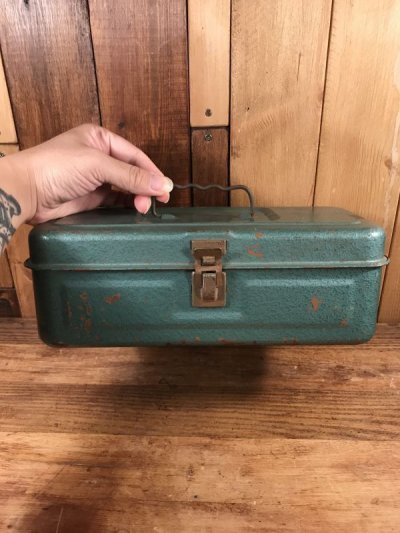 画像3: Metallic Green Small Metal Tool Box　ツールボックス　ビンテージ　工具箱　50〜60年代