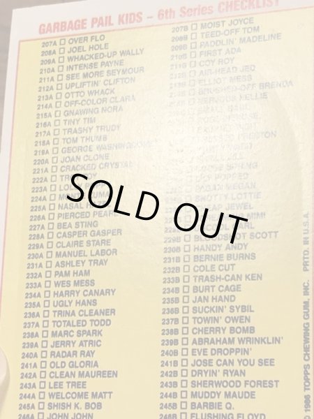 Topps社製のガーベッジペイルキッズの80’sヴィンテージカードシール