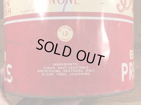 Bachmanのプレッツェルが入っていた50年代ビンテージブリキ缶