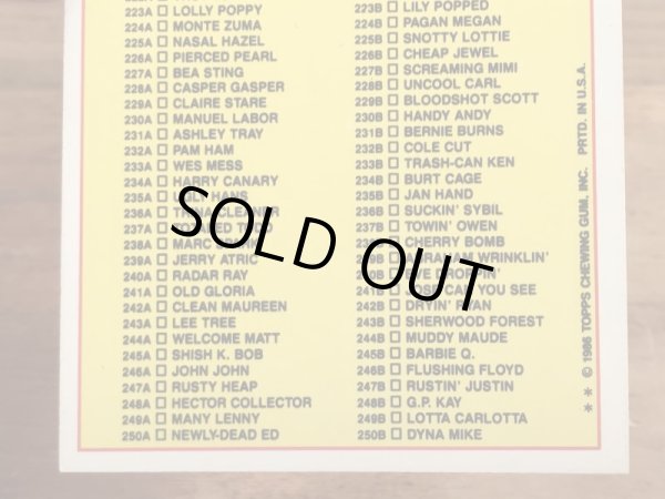 Topps社製のガーベッジペイルキッズの80’sヴィンテージカードシール