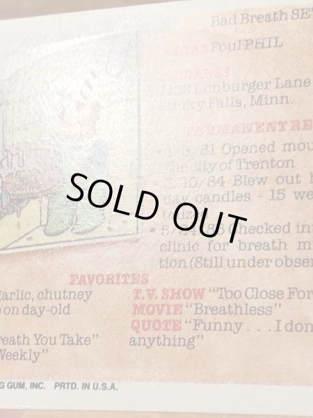 Topps社製のガーベッジペイルキッズの80’sヴィンテージカードシール