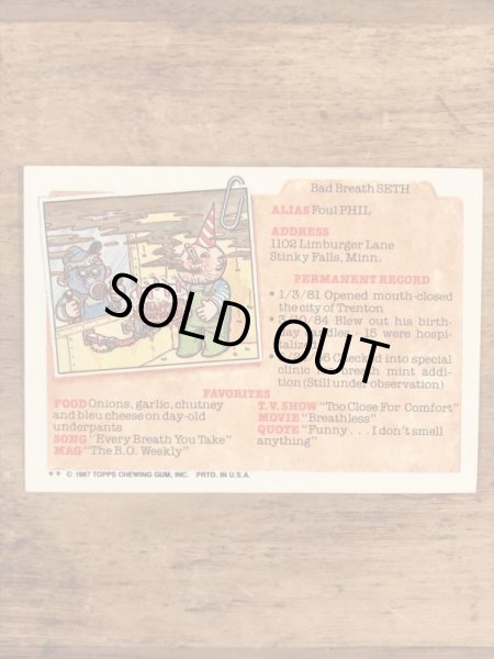 Topps社製のガーベッジペイルキッズの80’sヴィンテージカードシール