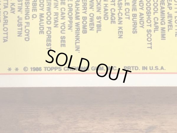 トップス社製のガーベッジペイルキッズの80年代ビンテージステッカーカード