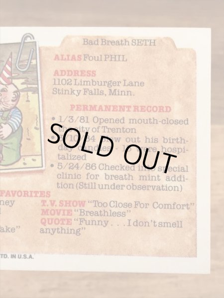 Topps社製のガーベッジペイルキッズの80’sヴィンテージカードシール