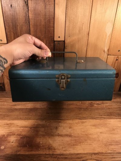 画像3: Metallic Green Blue Small Metal Tool Box　ツールボックス　ビンテージ　工具箱　50〜60年代