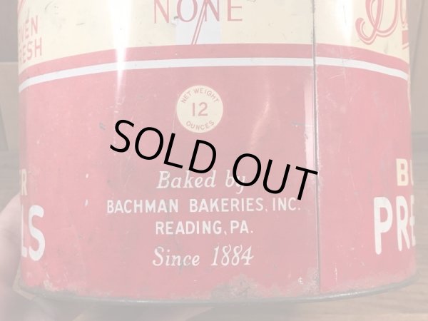 Bachmanのプレッツェルが入っていた50年代ビンテージブリキ缶