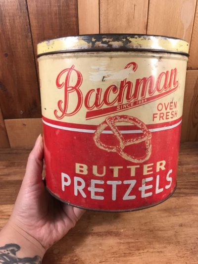 画像3: “Bachman” Butter Pretzels Tin Can　プレッツェル　ビンテージ　ブリキ缶　バックマン　50年代