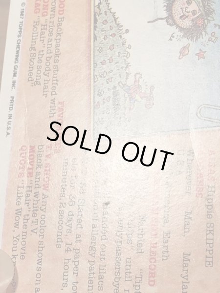 トップス社製のガーベッジペイルキッズの80年代ビンテージステッカーカード