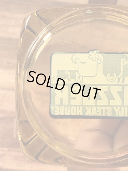 アメリカのシズラーステーキハウスのガラス製の70年代ビンテージ灰皿