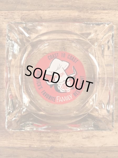 アメリカのステーキレストラン“Mr.Steak”のガラス製の70’sヴィンテージアシュトレイ