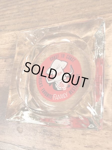 アメリカのステーキレストラン“Mr.Steak”のガラス製の70’sヴィンテージアシュトレイ