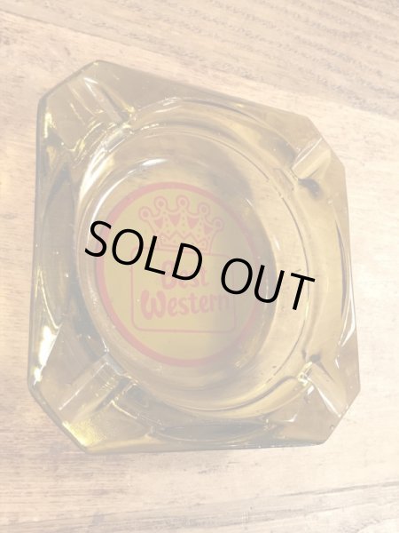 ベストウエスタンモーテルのガラス製の70年代ビンテージ灰皿