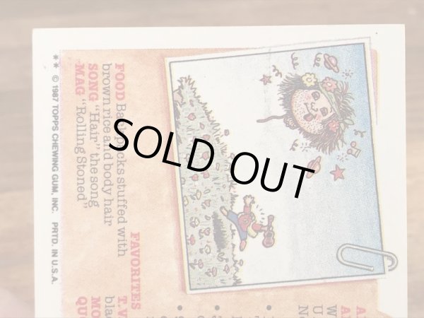 トップス社製のガーベッジペイルキッズの80年代ビンテージステッカーカード