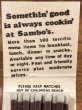 アドバタイジングキャラクターのSambo'sの70’sヴィンテージブックマッチ