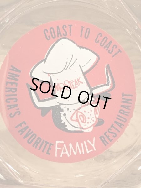 アメリカのステーキレストラン“Mr.Steak”のガラス製の70’sヴィンテージアシュトレイ