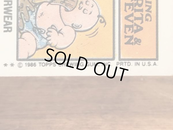 トップス社製のガーベッジペイルキッズの80年代ビンテージステッカーカード