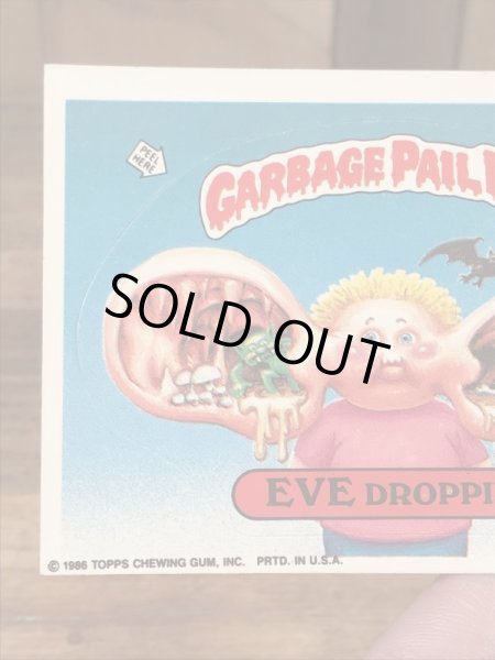 トップス社製のガーベッジペイルキッズの80年代ビンテージステッカーカード