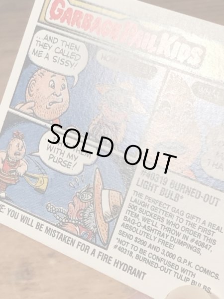 トップス社製のガーベッジペイルキッズの80年代ビンテージステッカーカード