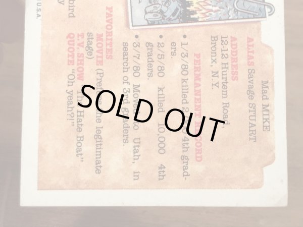 トップス社製のガーベッジペイルキッズの80年代ビンテージステッカーカード