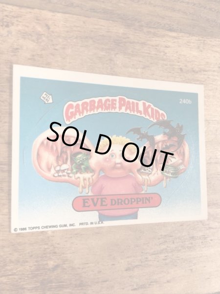 トップス社製のガーベッジペイルキッズの80年代ビンテージステッカーカード