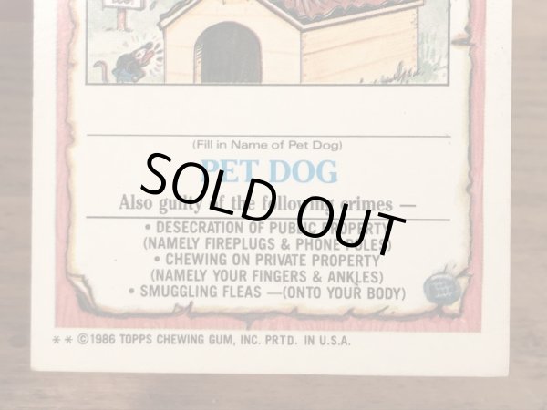 トップス社製のガーベッジペイルキッズの80年代ビンテージステッカーカード