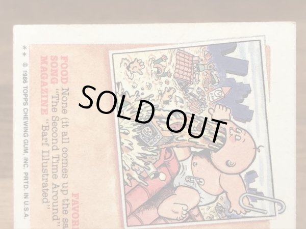 トップス社製のガーベッジペイルキッズの80年代ビンテージステッカーカード