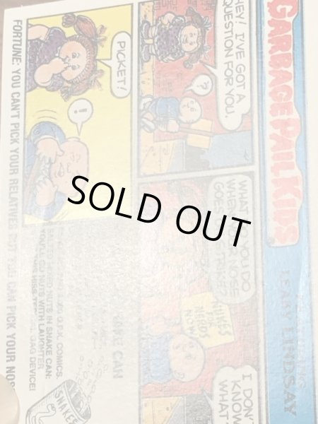 トップス社製のガーベッジペイルキッズの80年代ビンテージステッカーカード