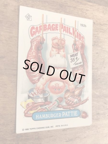 トップス社製のガーベッジペイルキッズの80年代ビンテージステッカーカード