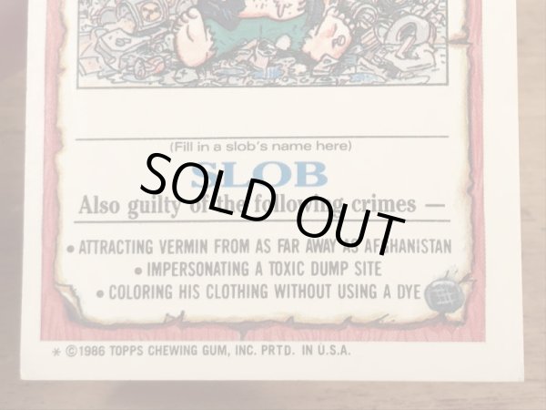 トップス社製のガーベッジペイルキッズの80年代ビンテージステッカーカード