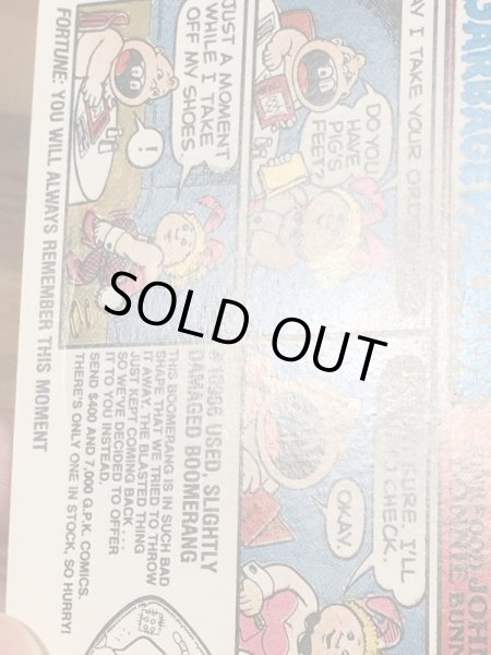 トップス社製のガーベッジペイルキッズの80年代ビンテージステッカーカード