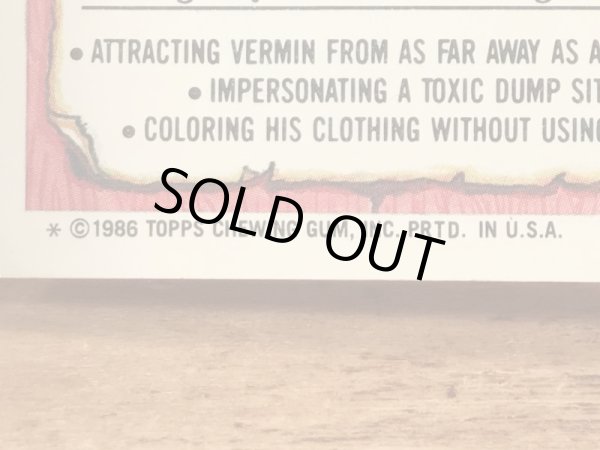 トップス社製のガーベッジペイルキッズの80年代ビンテージステッカーカード