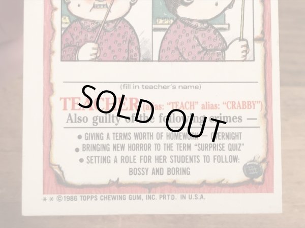 トップス社製のガーベッジペイルキッズの80年代ビンテージステッカーカード