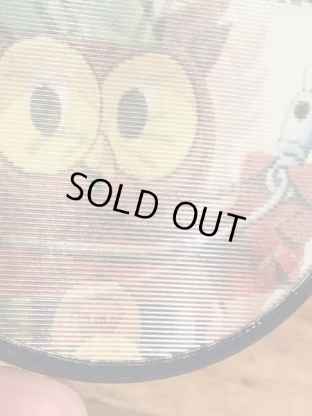 ウッジーオウル　ビンテージ　缶バッチ　企業キャラクター　レンチキュラー