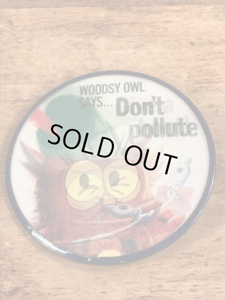 アドバタイジングキャラクターのWoodsy Owlの60〜70’sヴィンテージレンチキュラーバッチ