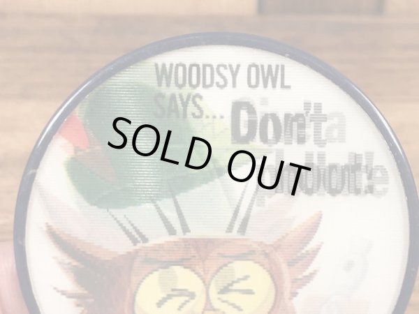 ウッジーオウル　ビンテージ　缶バッチ　企業キャラクター　レンチキュラー