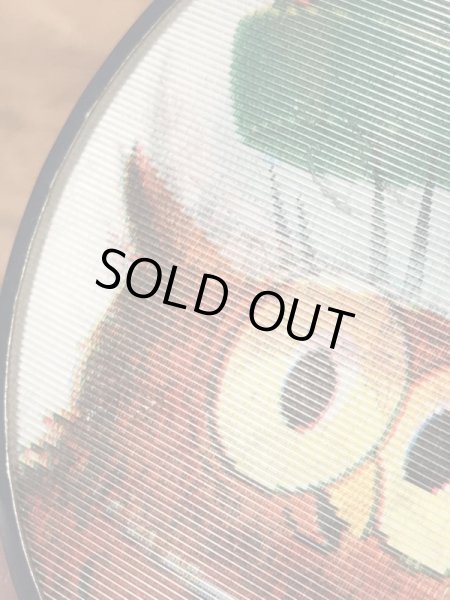 アドバタイジングキャラクターのWoodsy Owlの60〜70’sヴィンテージレンチキュラー缶バッチ