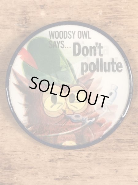 ウッジーオウル　ヴィンテージ　缶バッジ　アドバタイジングキャラクター　レンチキュラー