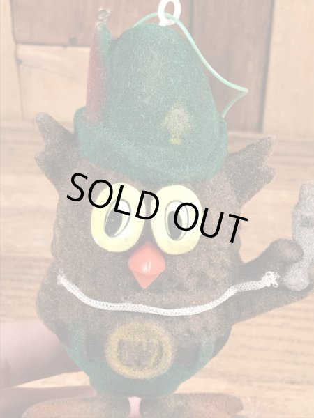 企業キャラクターのウッジーオウルの70年代ビンテージオーナメントドール