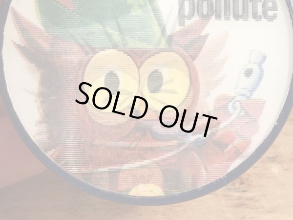 ウッジーオウル　ヴィンテージ　缶バッジ　アドバタイジングキャラクター　レンチキュラー