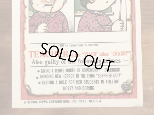 Topps社製のガーベッジペイルキッズの80’sヴィンテージカードシール