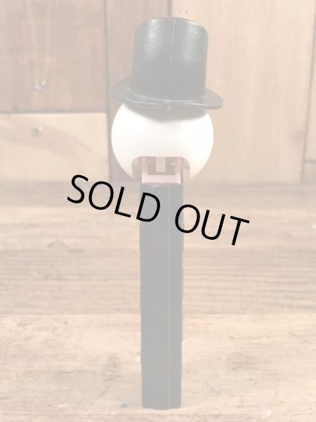 黒色のスノーマンの70’sヴィンテージ足無しPezディスペンサー